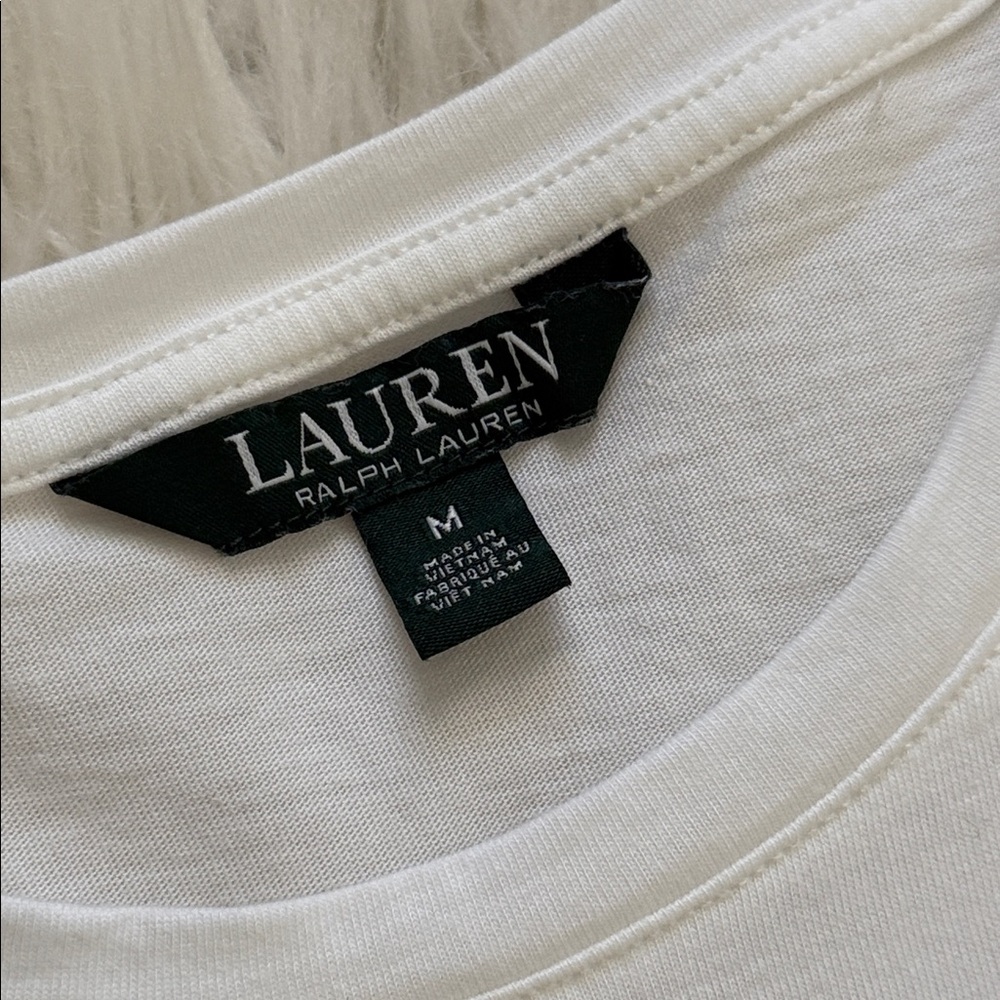 Lauren Ralph Lauren White Short Sleeve T-Shirt Size M - Picture 3 of 8